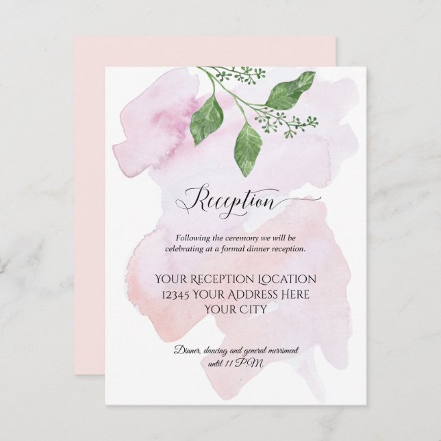 Invitación Recepción Boda de follaje eucalipto simple moderno (Anverso / Reverso)