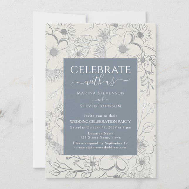 Invitación Recepción Boho Dusty Blue Wedding (Anverso)