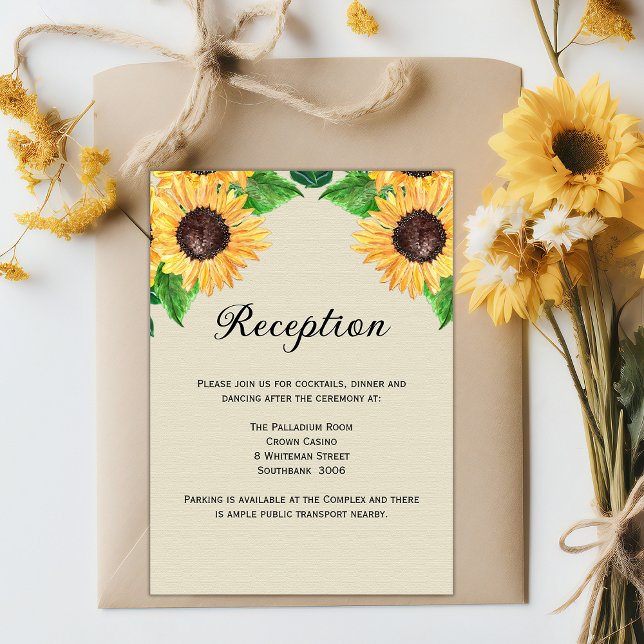 Invitación Recepción Boho Golden Floral Sunflowers Wedding (Subido por el creador)