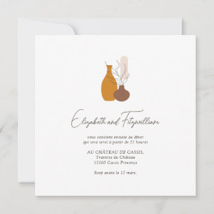 Invitación Recepción Boho Minimalista Vases de Boda