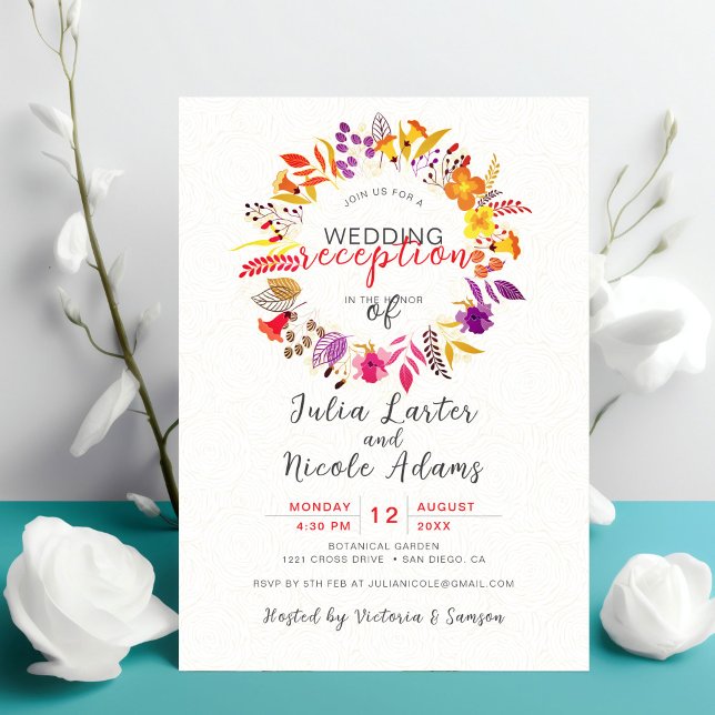 Invitación Recepción Boho Wildflower Fall Wreath Wedding (Subido por el creador)