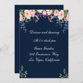 Invitación Recepción Botánica Floral Rosa de Elegancia Modern