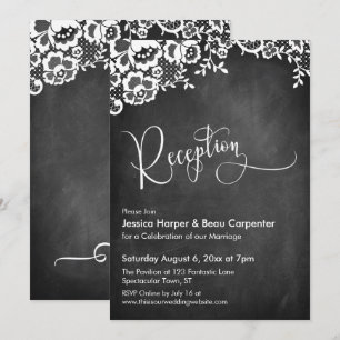 Invitación Recepción Caligrafía Pizarra y Encaje Boda