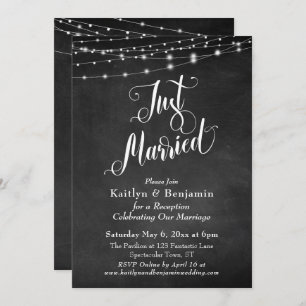 Invitación Recepción casada con luces de cadena de cartulina