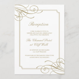Invitación Recepción clásica con marco dorado de lujo