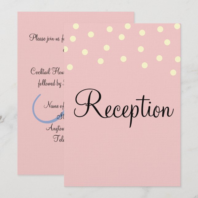 Invitación Recepción con Monograma Azul Rosa (Anverso / Reverso)