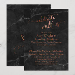 Invitación Recepción Copper Black Marble Celebre con Nosotros