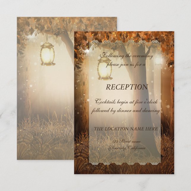 Invitación Recepción de árbol rústico vintage (Anverso / Reverso)