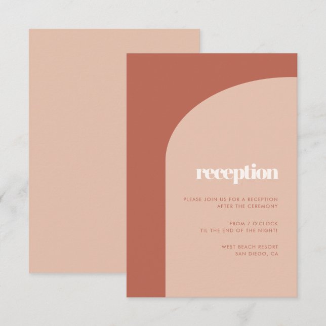 Invitación Recepción de arco de terracota de melocotón chic s (Anverso / Reverso)