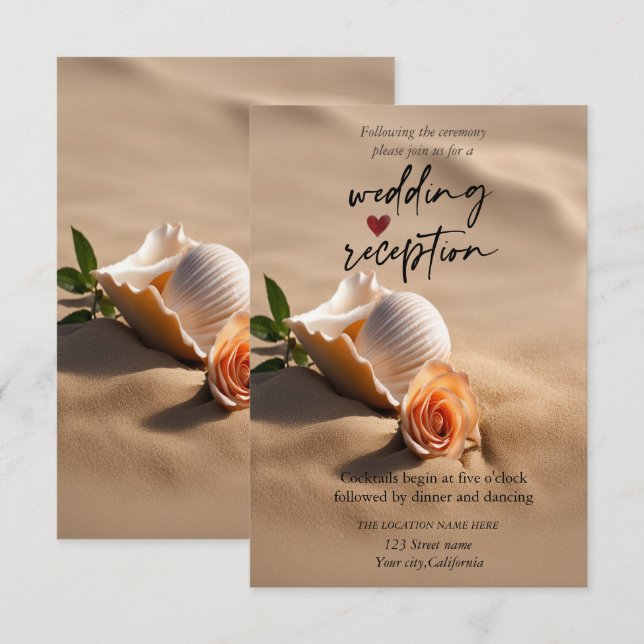 Invitación Recepción de Arena Rosa de Conchas Marinas (Anverso / Reverso)
