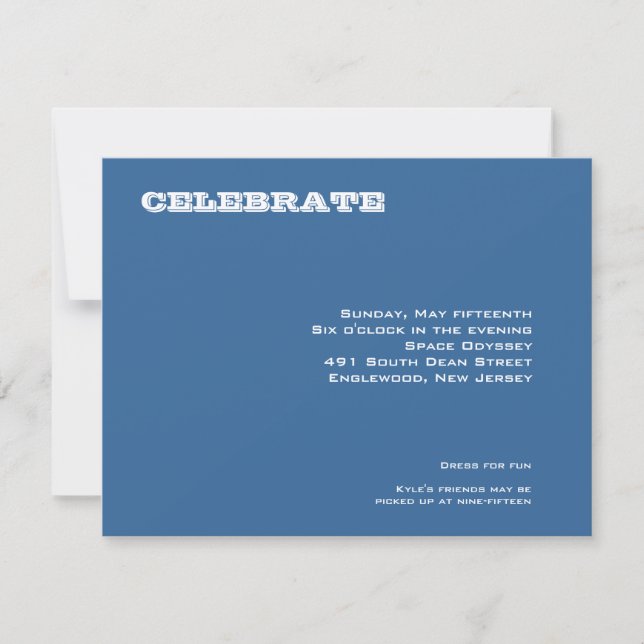 Invitación Recepción de Ashton Bar Mitzvah (Anverso)