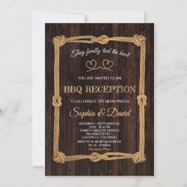 Invitación Recepción de barbacoa de nudo atado de cuerda rúst