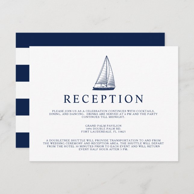 Invitación Recepción de barco de estilo náutico (Anverso / Reverso)