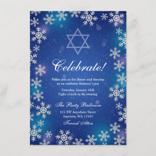Invitación Recepción de Bat Mitzvah Bat de invierno azul bril