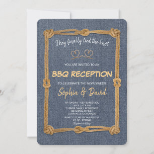 Invitación Recepción de BBQ Ropa Occidental Rústica Nos Casam
