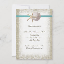 Invitación Recepción de Beach Burlap y de Lace Aqua