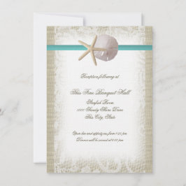 Invitación Recepción de Beach Burlap y de Lace Aqua