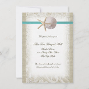 Invitación Recepción de Beach Burlap y de Lace Aqua