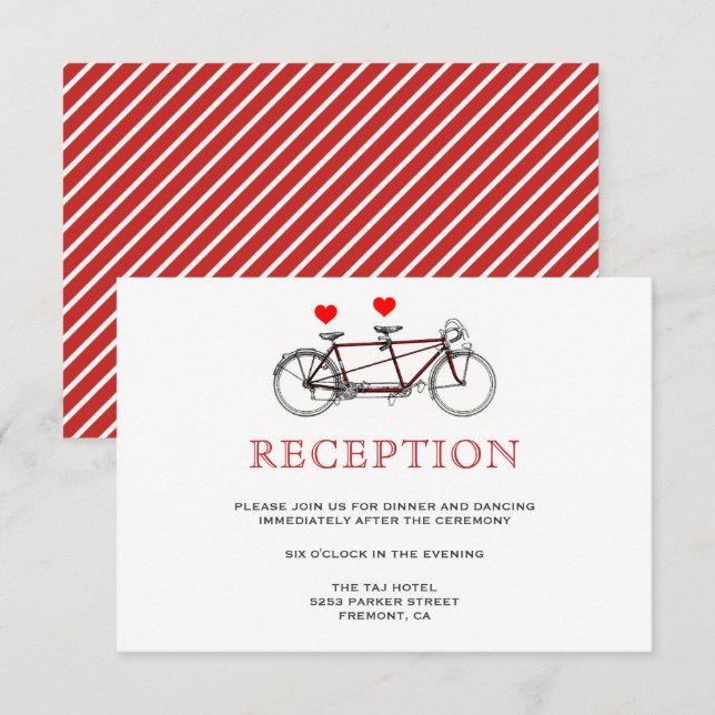 Invitación Recepción de bicicleta tándem vintage linda (Anverso / Reverso)