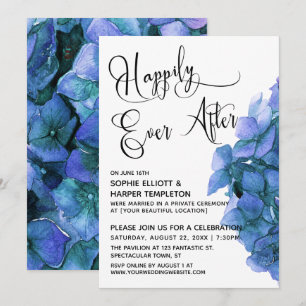 Invitación Recepción de Blue Hydrangea Felices para Siempre