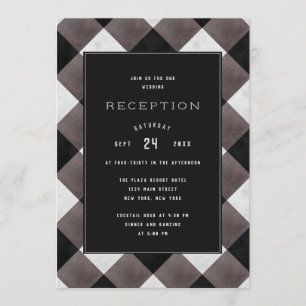 Invitación Recepción de Boda a Cuadros de Plaid de Granja