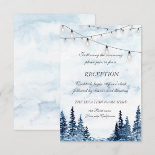 Invitación Recepción de boda acuarela Bosque con luces de cad