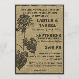 Invitación Recepción de Boda al Estilo BBQ con Girasoles y Ar