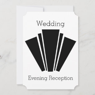 Invitación Recepción de boda Art Deco en blanco y negro