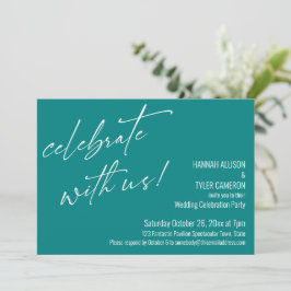 Invitación Recepción de Boda Azul Celebra con Nosotros Modern
