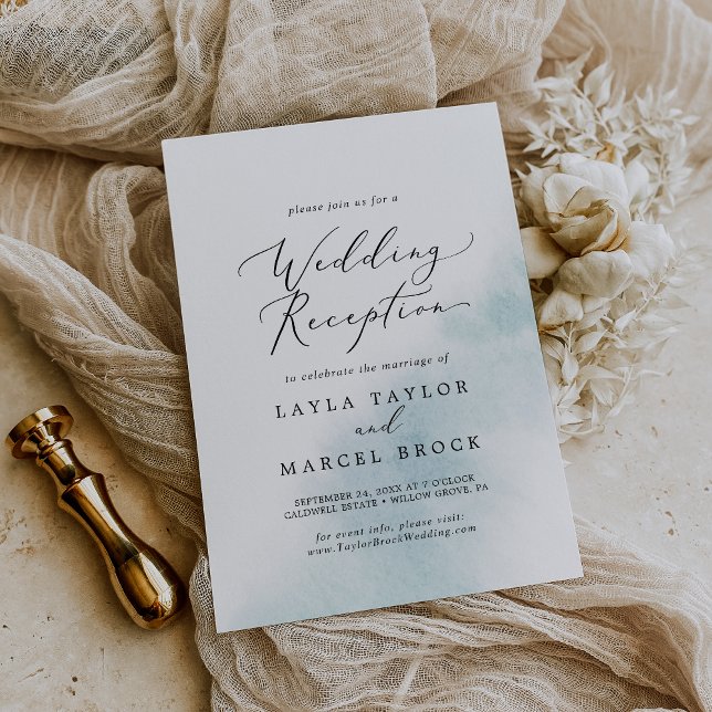 Invitación Recepción de boda azul | Lavado con acuarela (Subido por el creador)