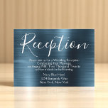 Invitación Recepción de Boda Azul Marino<br><div class="desc">Tarjeta de Recepción Elegante de Metal Cepillado Falso Azul Marino para una Fiesta Después de la Boda. Esta Tarjeta de Recepción de Boda Azul Marino se puede personalizar para incluir su mensaje y la dirección de la fiesta de recepción. La tarjeta de recepción es parte de la Colección de Boda...</div>