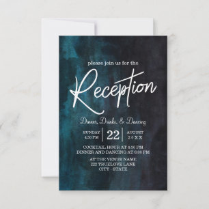 Invitación Recepción de Boda Azul Marino Acuarela y Blanco