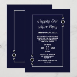 Invitación Recepción de Boda Azul Marino Felices por Siempre
