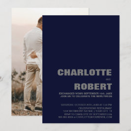 Invitación Recepción de Boda Azul Marino Moderno