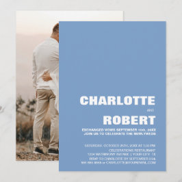 Invitación Recepción de Boda Azul Moderna