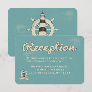 Invitación Recepción de Boda Azul Náutico Faro