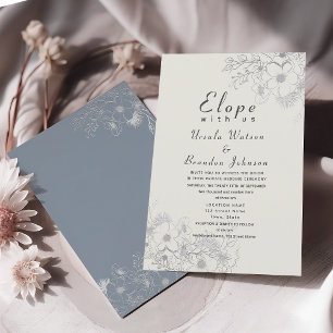 Invitación Recepción de Boda Azul Polvoriento Elegante