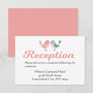 Invitación Recepción de Boda Azul y Rosa Pajaritos que se Bes