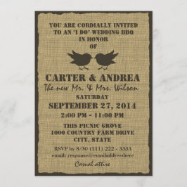Invitación Recepción de boda Birds and Burlap BBQ