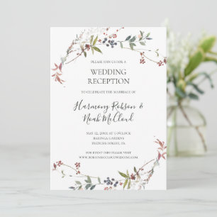 Invitación Recepción de Boda Blanca Botánica Chic de Fiesta