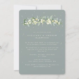 Invitación Recepción de Boda Blue-Green Snowberry+Eucalyptus
