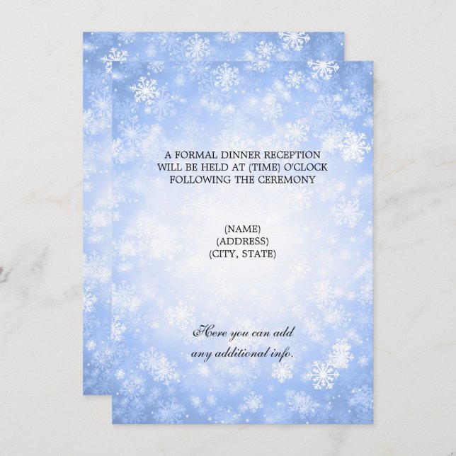 Invitación Recepción de Boda Blue Winter Wonderland (Anverso / Reverso)
