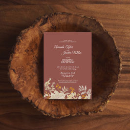 Invitación Recepción de Boda Bohemia de Otoño Rosa Polvorient