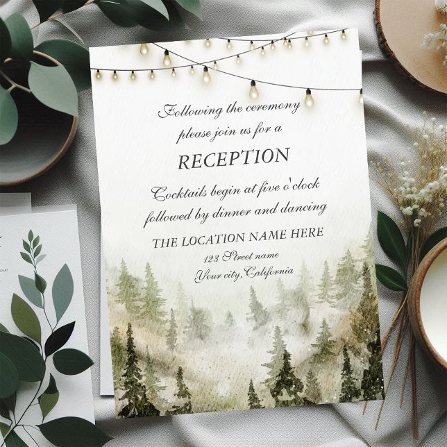 Invitación Recepción de boda Bosque, Bosque, Luces de Cadena (Subido por el creador)