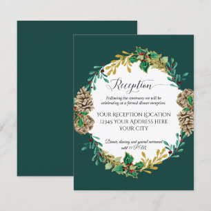 Invitación Recepción de Boda Bosque de Navidad Dorado