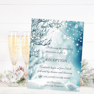 Invitación Recepción de Boda Bosque Encantado de Invierno con