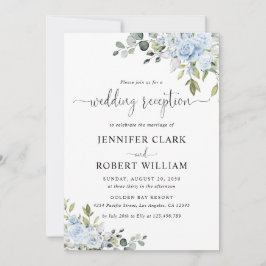 Invitación Recepción de Boda Botánica Azul Suave
