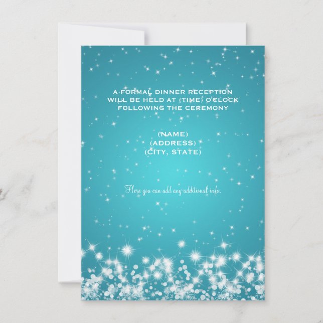 Invitación Recepción de Boda Brillo Invernal Turquesa (Anverso)