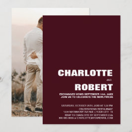 Invitación Recepción de Boda Burgundy Moderna