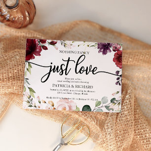Invitación Recepción de Boda Burgundy Sin Adornos Solo Amor
